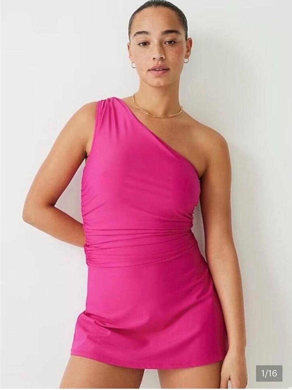 J. Crew Pink One-Shoulder Swimsuit